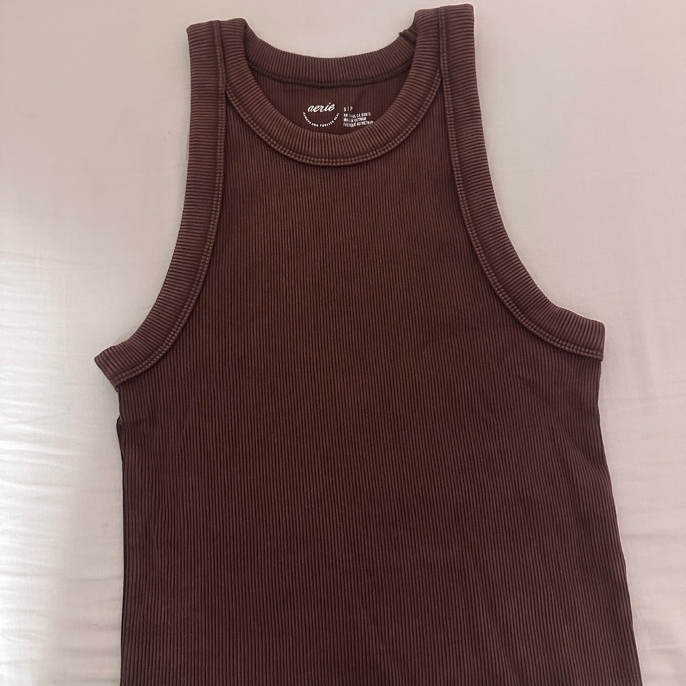 Aerie Brown Ribbed Tank Top